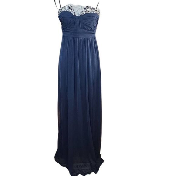City Studio Junior's Size 3 Navy Rhinestone Formal Prom Dance Dress - Picture 1 of 10